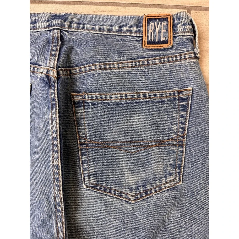 Vintage Old Rye Jeans 33x32 Baggy Loose‎ Fit Tapered Leg Distressed 90s Soft